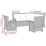 5 Piece Garden Lounge Set with Cushions Grey Poly Rattan - Extra Image