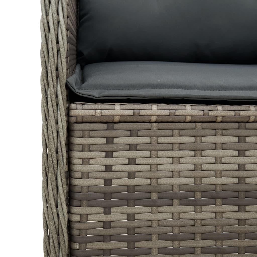 5 Piece Garden Lounge Set with Cushions Grey Poly Rattan