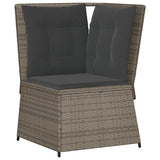 7 Piece Garden Lounge Set with Cushions Grey Poly Rattan - Rear View