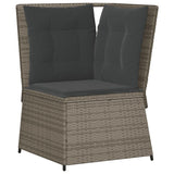 7 Piece Garden Lounge Set with Cushions Grey Poly Rattan - Rear View
