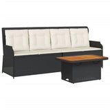 3 Piece Garden Lounge Set with Cushions Black Poly Rattan - Front View