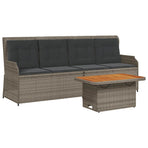 3 Piece Garden Lounge Set with Cushions Grey Poly Rattan