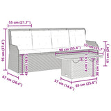 3 Piece Garden Lounge Set with Cushions Grey Poly Rattan