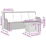 3 Piece Garden Lounge Set with Cushions Grey Poly Rattan - Extra Image