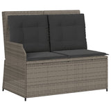 6 Piece Garden Lounge Set with Cushions Grey Poly Rattan - Side View