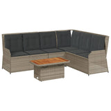 5 Piece Garden Lounge Set with Cushions Grey Poly Rattan - Front View
