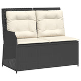 3 Piece Garden Sofa Set with Cushions Black Poly Rattan - Side View