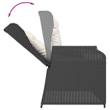 3 Piece Garden Sofa Set with Cushions Black Poly Rattan - Rear View