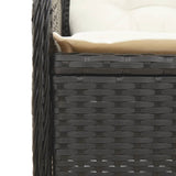 3 Piece Garden Sofa Set with Cushions Black Poly Rattan - Low Angle
