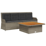 3 Piece Garden Sofa Set with Cushions Grey Poly Rattan - Front View