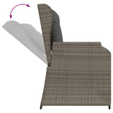 3 Piece Garden Sofa Set with Cushions Grey Poly Rattan - Rear View