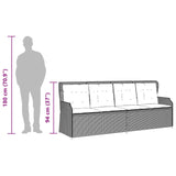 3 Piece Garden Sofa Set with Cushions Grey Poly Rattan - Extra Image