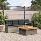 3 Piece Garden Sofa Set with Cushions Grey Poly Rattan