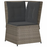 5 Piece Garden Lounge Set with Cushions Grey Poly Rattan - Rear View