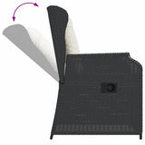 3 Piece Garden Lounge Set with Cushions Black Poly Rattan - 45-Degree Angle
