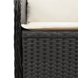 3 Piece Garden Lounge Set with Cushions Black Poly Rattan - Close-Up Angle