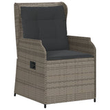 3 Piece Garden Lounge Set with Cushions Grey Poly Rattan - Side View