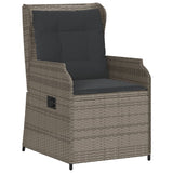 5 Piece Garden Lounge Set with Cushions Grey Poly Rattan - Side View
