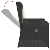 3 Piece Garden Lounge Set with Cushions Black Poly Rattan - 45-Degree Angle