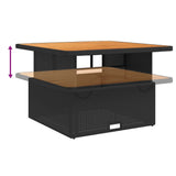 3 Piece Garden Lounge Set with Cushions Black Poly Rattan - Rear View