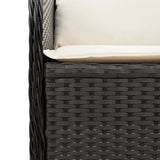 3 Piece Garden Lounge Set with Cushions Black Poly Rattan - Close-Up Angle