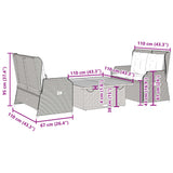 3 Piece Garden Lounge Set with Cushions Black Poly Rattan