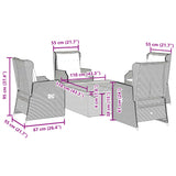 5 Piece Garden Lounge Set with Cushions Grey Poly Rattan