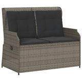 3 Piece Garden Lounge Set with Cushions Grey Poly Rattan - Side View