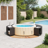 Hot Tub Surround Black Poly Rattan and Solid Wood Acacia - Front View