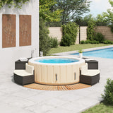 Hot Tub Surround Black Poly Rattan and Solid Wood Acacia - Front View