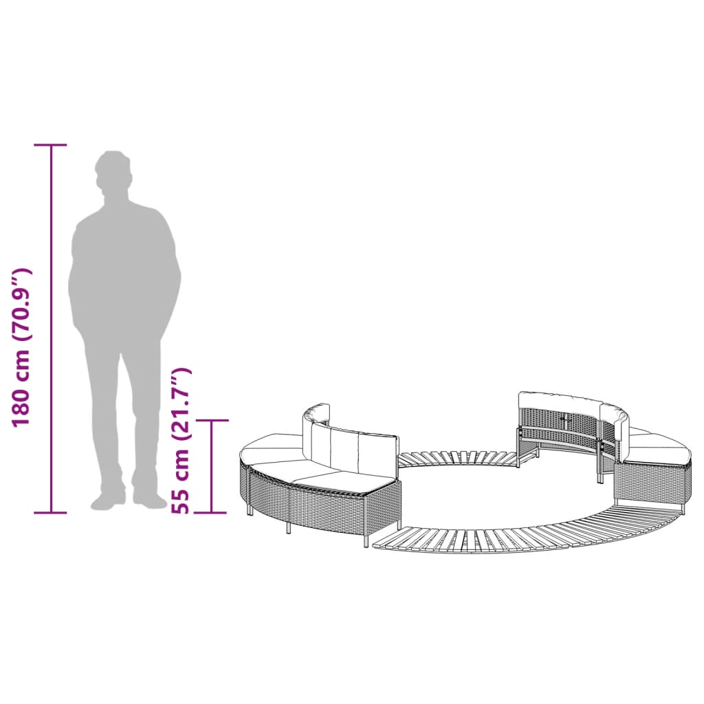 Hot Tub Surround Black Poly Rattan and Solid Wood Acacia