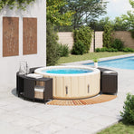 Hot Tub Surround Black Poly Rattan and Solid Wood Acacia