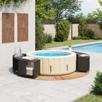 Hot Tub Surround Black Poly Rattan and Solid Wood Acacia