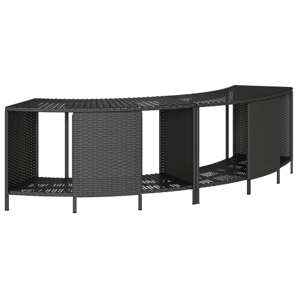 Hot Tub Surround Black Poly Rattan and Solid Wood Acacia