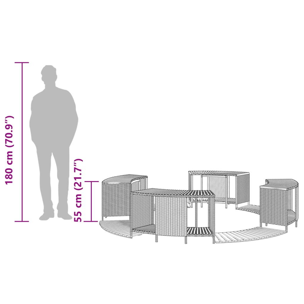 Hot Tub Surround Black Poly Rattan and Solid Wood Acacia