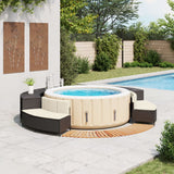 Hot Tub Surround Black Poly Rattan and Solid Wood Acacia