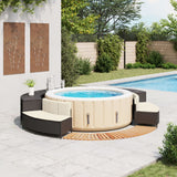 Hot Tub Surround Black Poly Rattan and Solid Wood Acacia - Front View