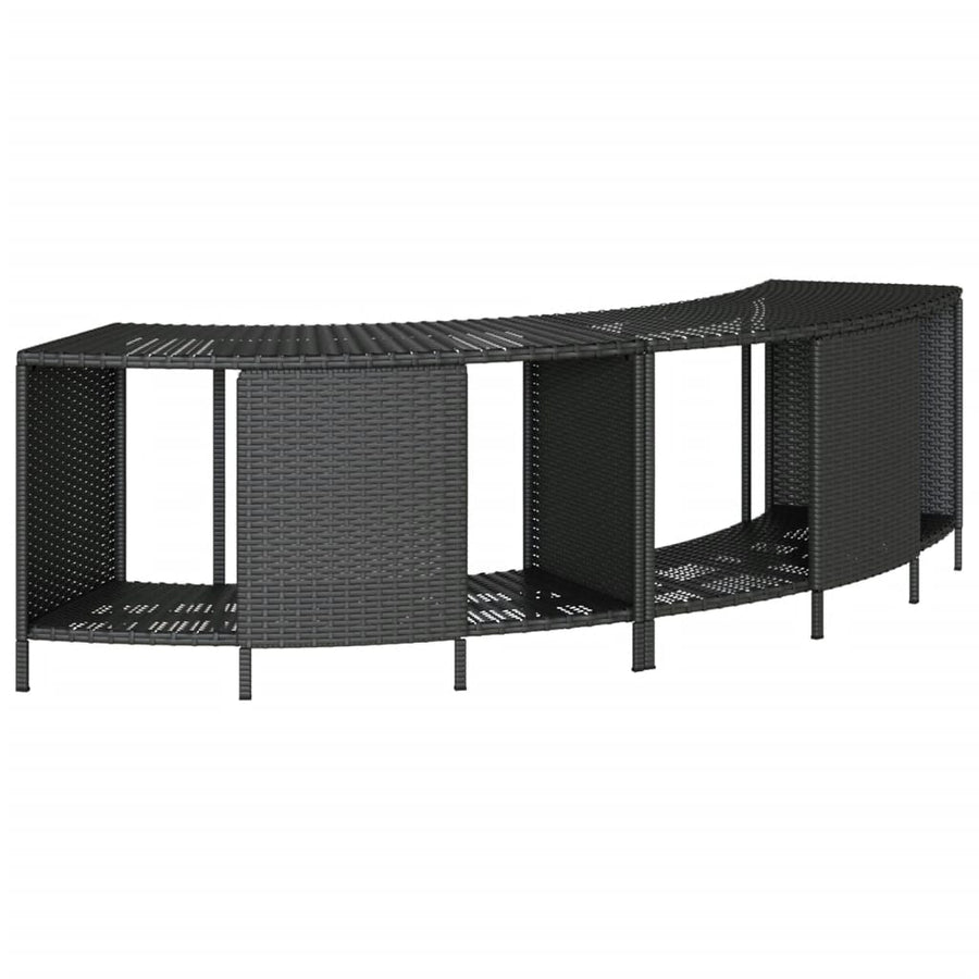 Hot Tub Surround Black Poly Rattan and Solid Wood Acacia