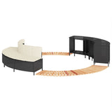Hot Tub Surround Black Poly Rattan and Solid Wood Acacia