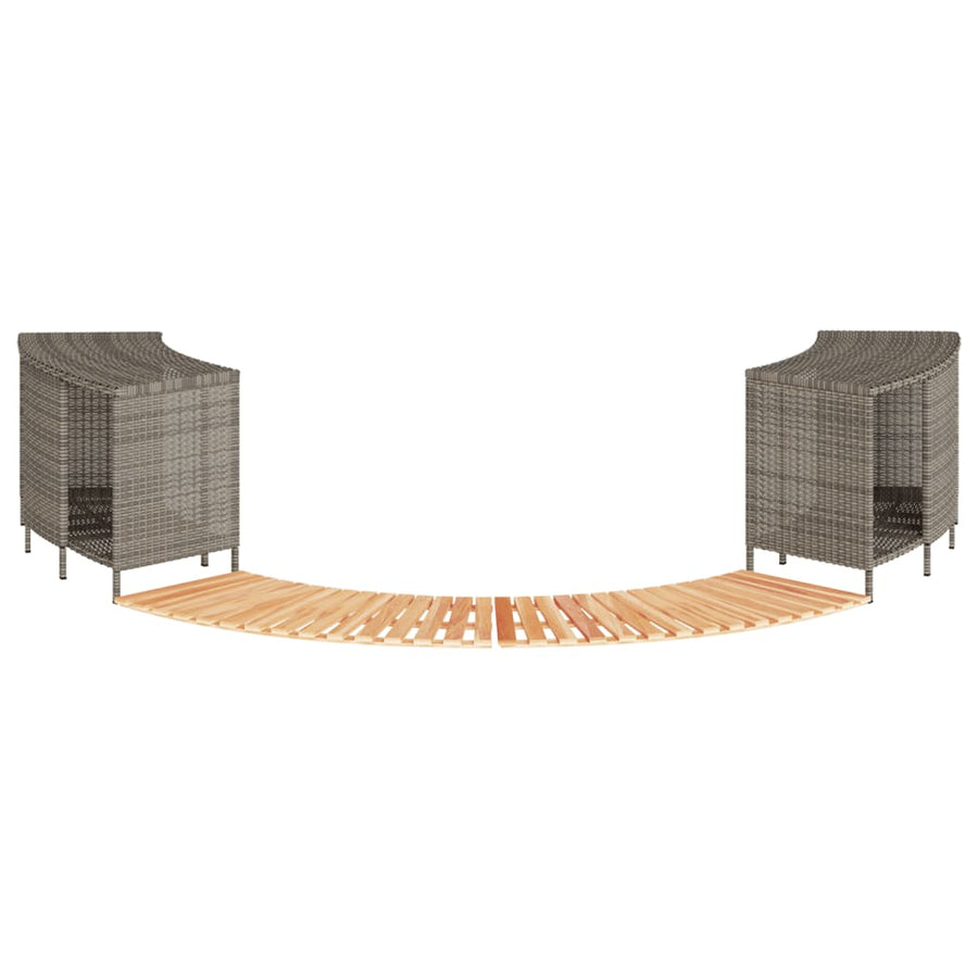 Hot Tub Surround Grey Poly Rattan and Solid Wood Acacia