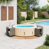 Hot Tub Surround Grey Poly Rattan and Solid Wood Acacia - Front View