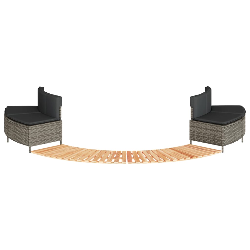 Hot Tub Surround Grey Poly Rattan and Solid Wood Acacia