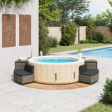 Hot Tub Surround Grey Poly Rattan and Solid Wood Acacia - Front View