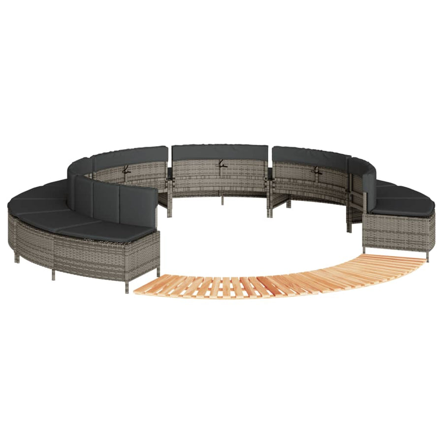 Hot Tub Surround Grey Poly Rattan and Solid Wood Acacia