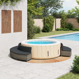 Hot Tub Surround Grey Poly Rattan and Solid Wood Acacia - Front View