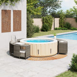 Hot Tub Surround Grey Poly Rattan and Solid Wood Acacia - Front View