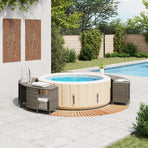 Hot Tub Surround Grey Poly Rattan and Solid Wood Acacia
