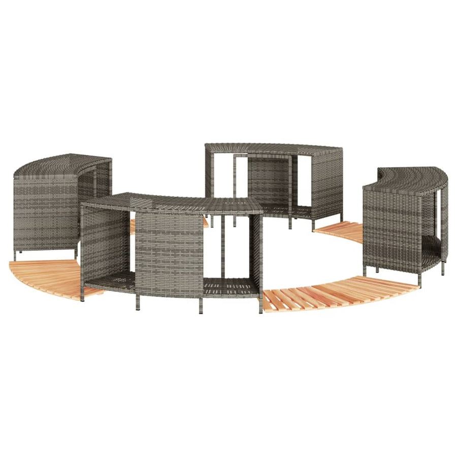 Hot Tub Surround Grey Poly Rattan and Solid Wood Acacia