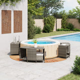 Hot Tub Surround Grey Poly Rattan and Solid Wood Acacia - Front View