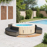 Hot Tub Surround Grey Poly Rattan and Solid Wood Acacia - Front View